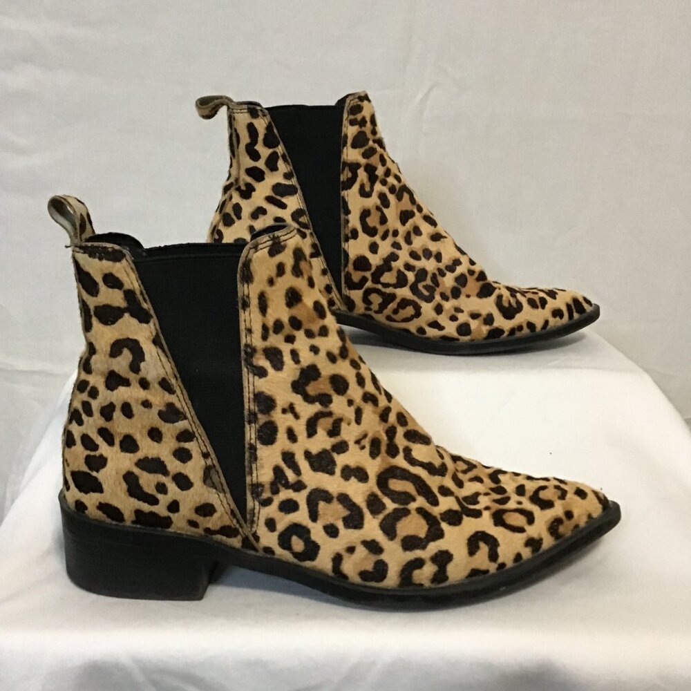 Steve Madden Jerry Leopard Print Calf Hair Women's Ankle Boots Size 5.5 - Picture 3 of 9